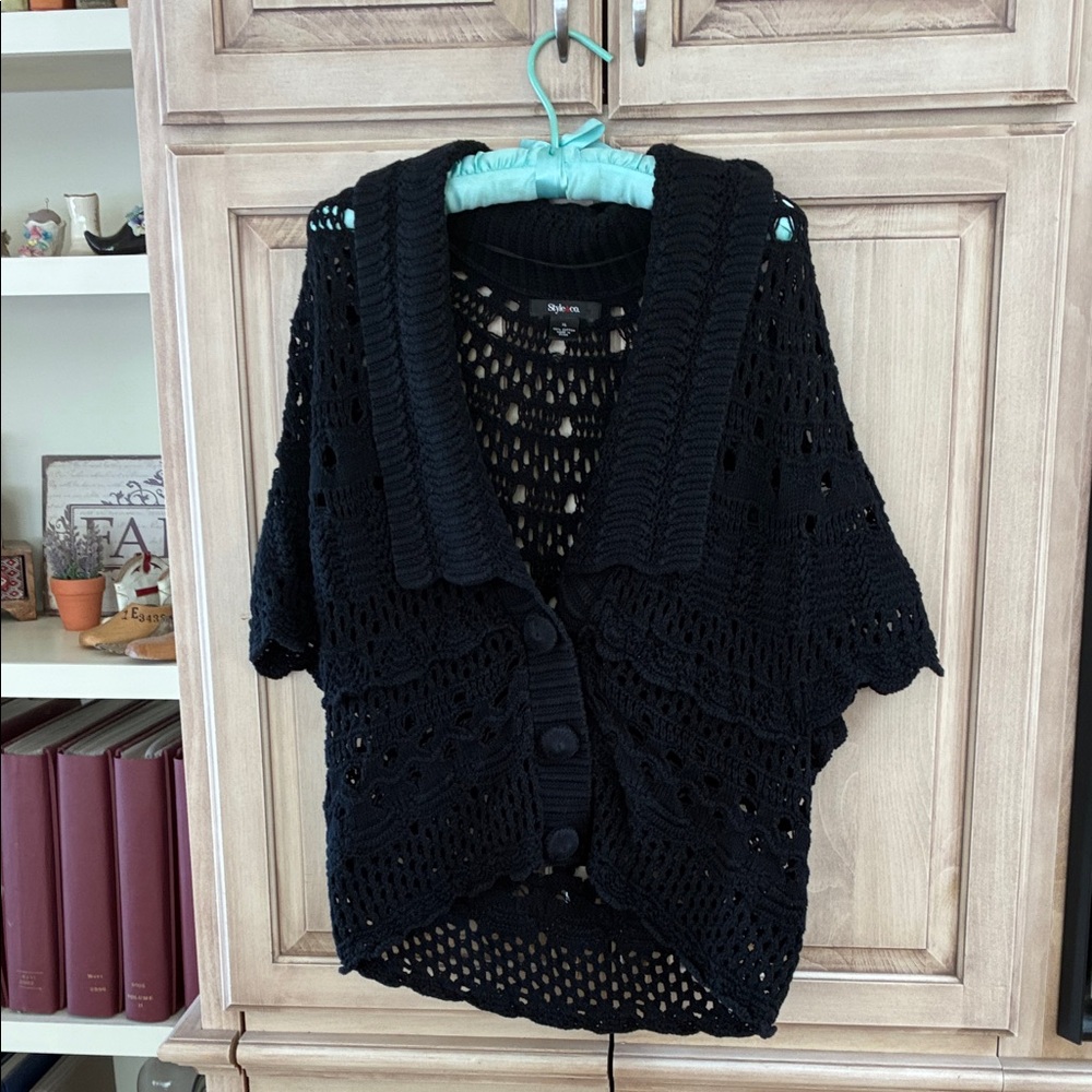 Style & Co Women's Black Knit shrug Sweater Sz XL